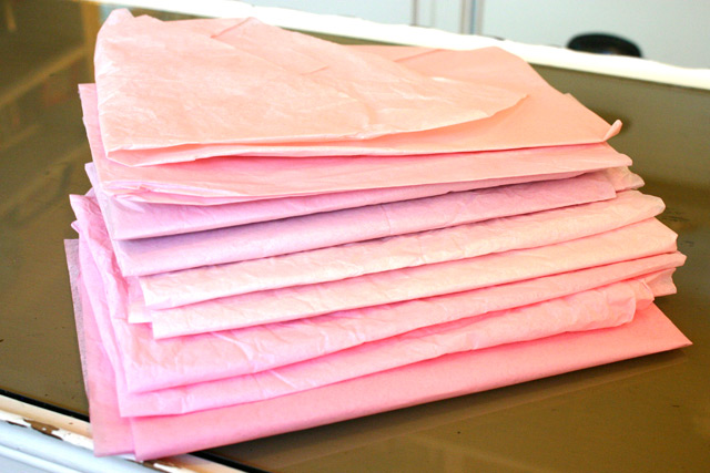 Stack of various pink tissue paper