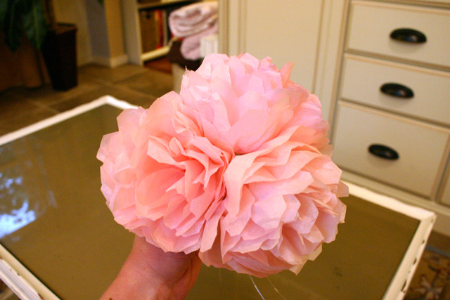 bouquet of pink peonies from tissue paper