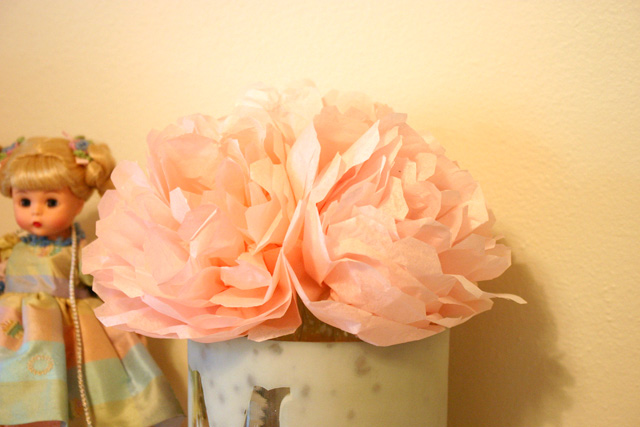 Tissue Paper Peonies in Mercury Vase