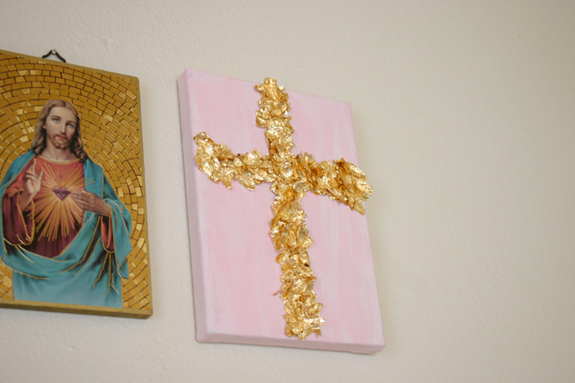 Completed Gold Leaf Cross Canvas