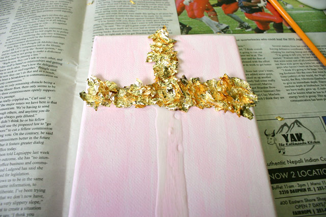 Half of Cross Covered in Gold Leaf