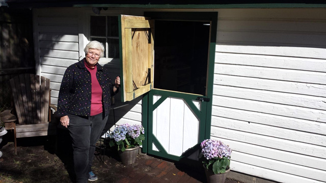 Catherine with New Dutch Shed Door