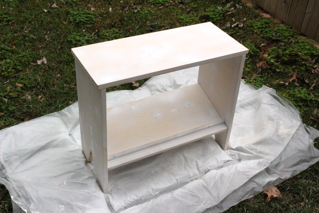 Spraying Primer onto End Table