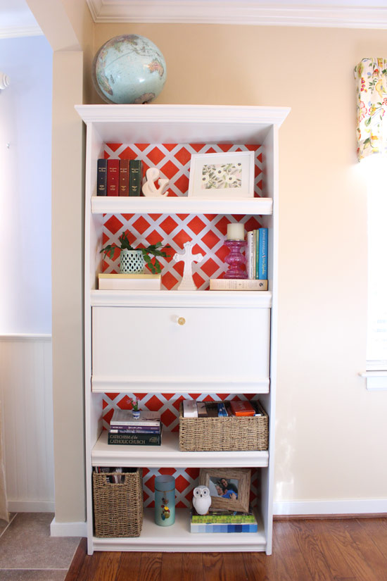 Decorated Bookshelf After Upgrades