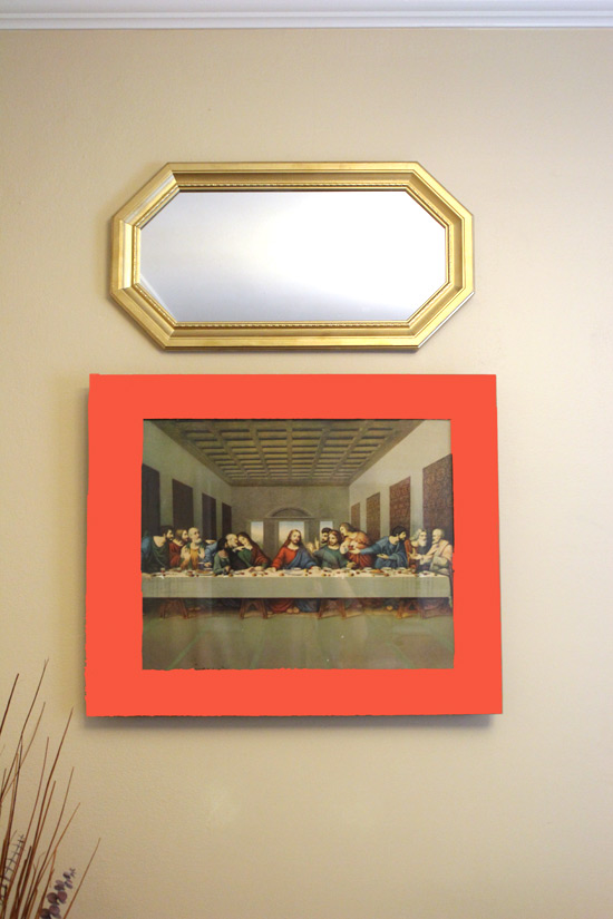 photoshopped poppy red on frame of last supper painting