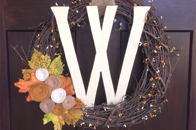 DIY Fall Monogram Wreath