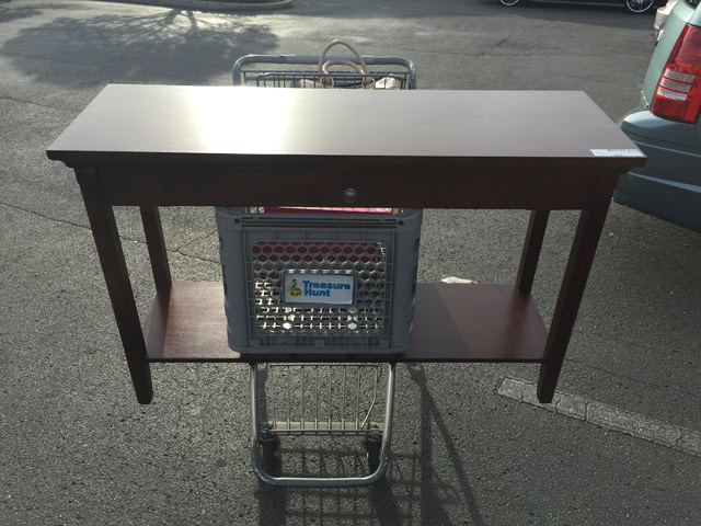 Sofa Table on Shopping Cart