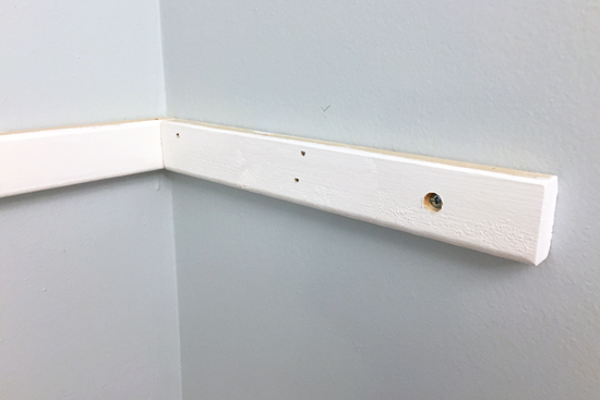 Shelf Cleat Installed with Toggle Bolt and Nails in Studs