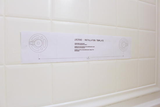 Installation Template Taped to Shower Wall