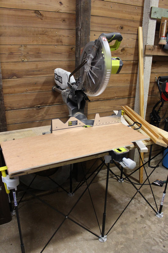 RYOBI Sliding Miter Saw Cutting 3/8 Inch Plywood