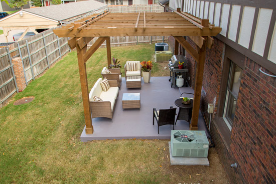 Aerial View of Finished Patio Pergola