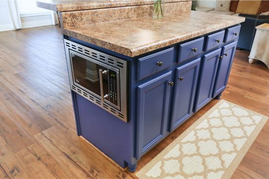 Microwave Installed in Side of Kitchen Island