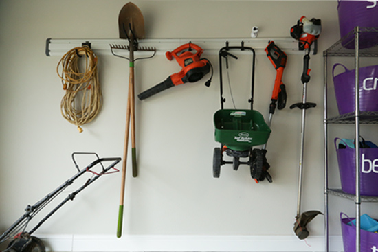 Hanging Track System for Storing Yard Tools