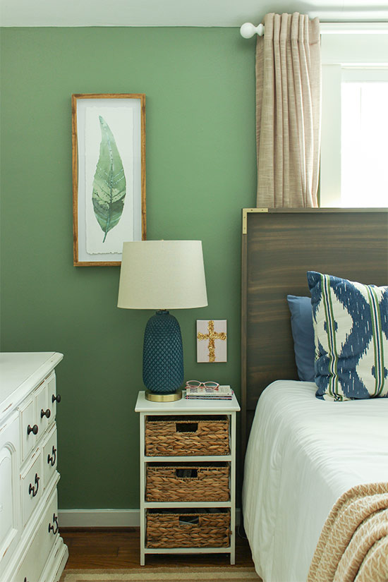 Eucalyptus Wreath Green Bedroom Accent Wall