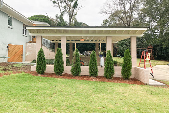 Carport Brick Columns Before Painting Blue