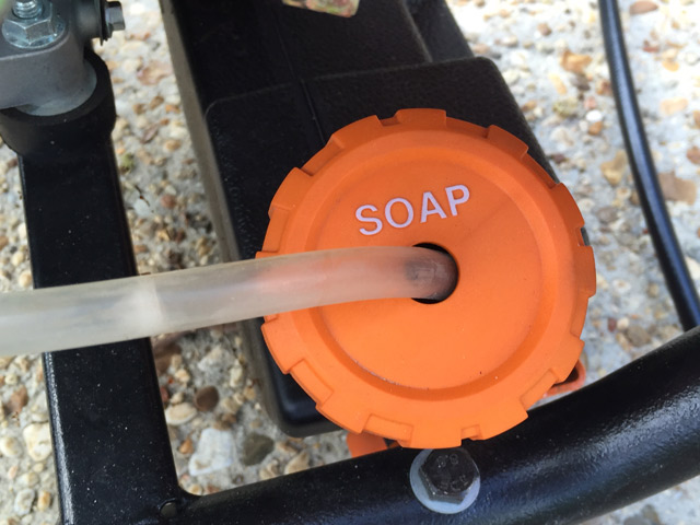 lid of soap reservoir on generac pressure washer