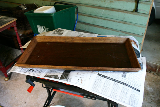 stained wood shoe tray under construction how-to