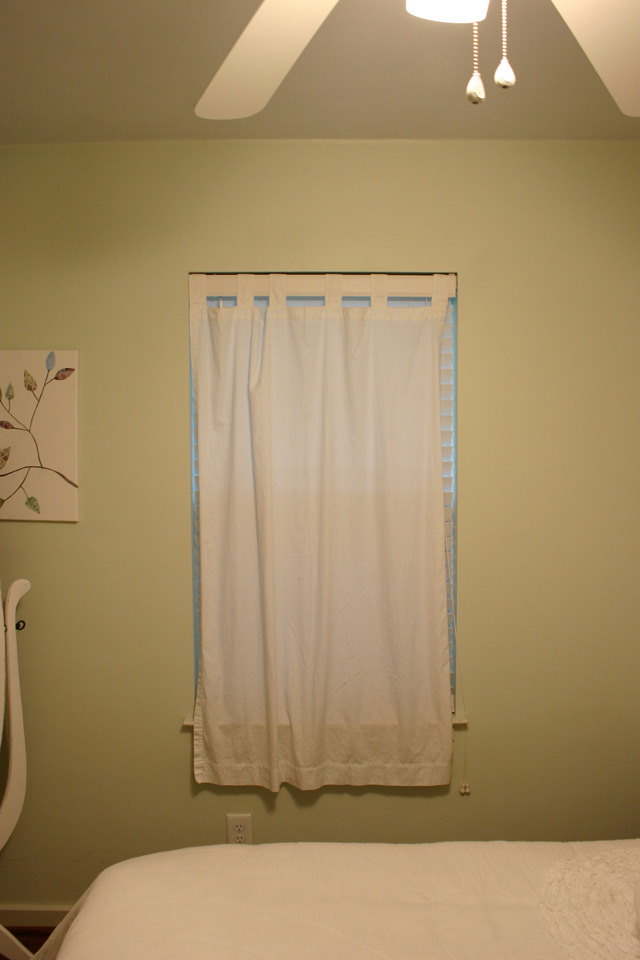 white sheer curtain hanging on vinyl blind trim no curtain rod