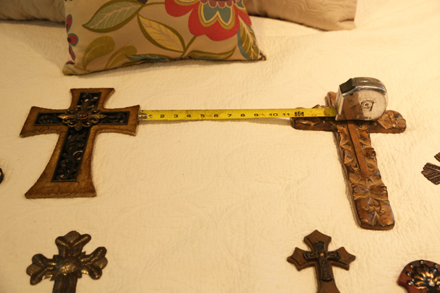 tape measure metal and wood crosses