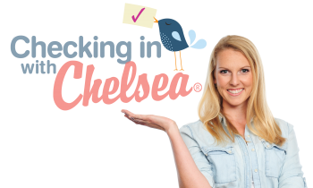 Chelsea with hand out and logo
