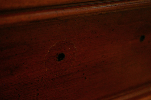 Mark on Drawer from Old Hardware