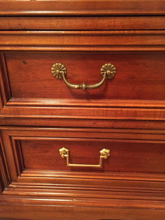 Old Drawer Pull with New Drawer Pull