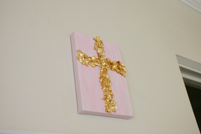 Completed Gold Leaf Cross on Wall