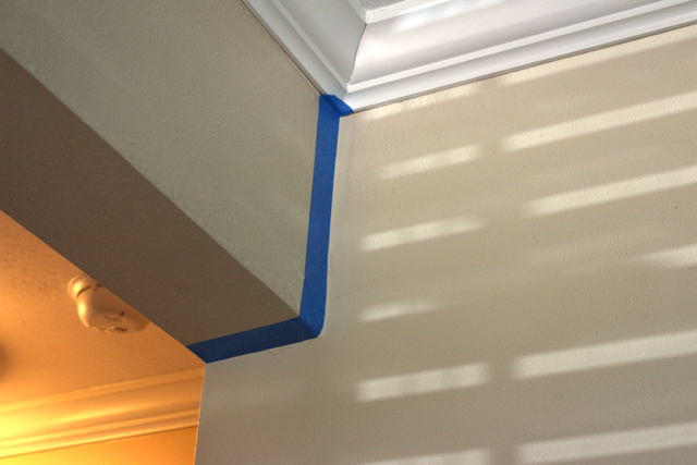blue painter's tape on wall adjacent