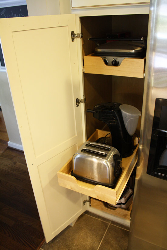cabinet with pull outs for small kitchen appliances