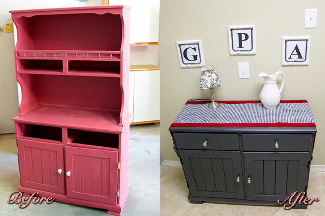 Before and After of Pink Hutch