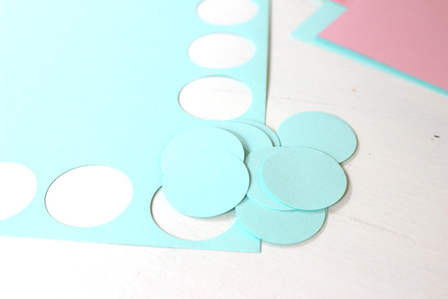 Blue Circles Punched Out from Scrapbook Paper