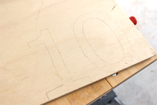 Numbers on Plywood After Tracing
