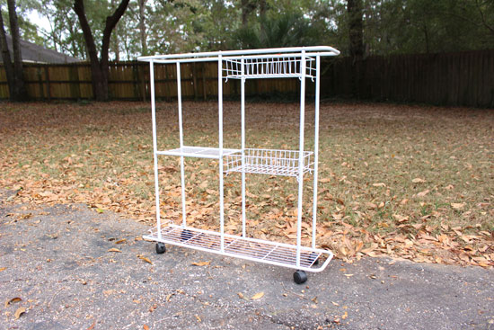 White Metal Laundry Cart-Before