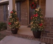 Completed DIY Christmas Porch Decor-Topiary
