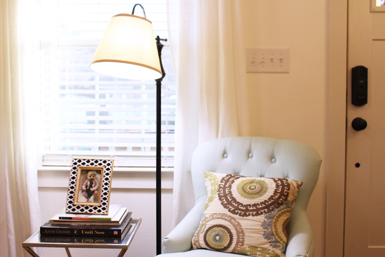 curtains-hanging-in-living-room-by-front-door | Checking In With Chelsea