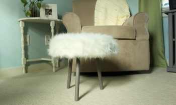 Completed Fur Footstool in Baby Boy Nursery