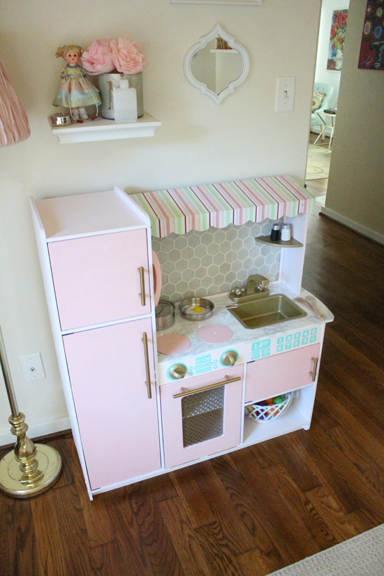 Pink on Pink Play Kitchen in Baby Girl Nursery