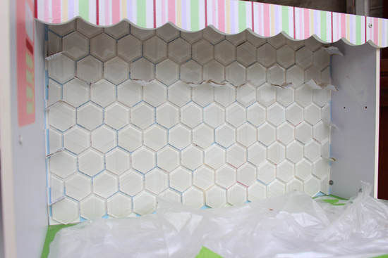 Tile Backsplash with Cardboard Spacers