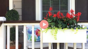 DIY White Porch Rail Planter Box