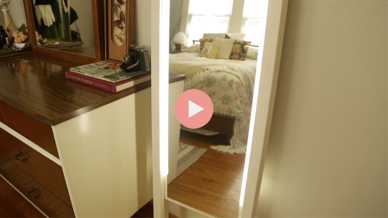 How To Make Cute Lighted Leaning Mirror