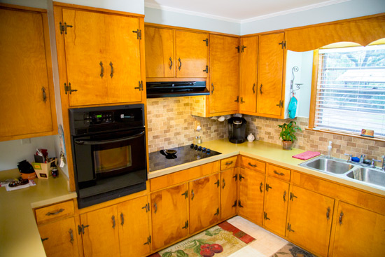 Old Orange Pine Kitchen Cabinets