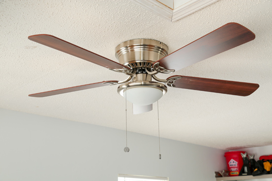 Ceiling Fan Installed Over Weight Bench In Garage Checking In