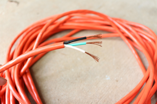 Wires Inside Extension Cord with Sheathing Removed