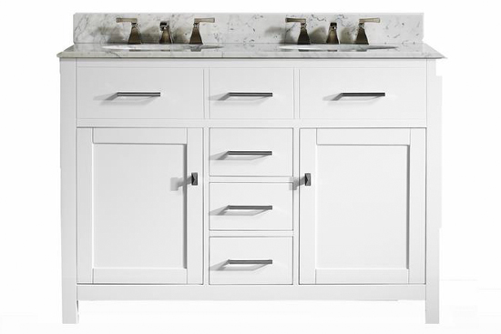 48 Inch White Bathroom Vanity with Marble Top