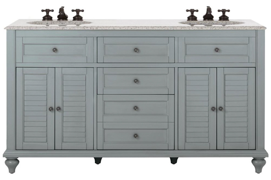 60 Inch Green Bathroom Vanity Cabinet with 2 Sinks