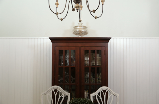 White Beadboard Wood Accent Wall in Dining Room Completed
