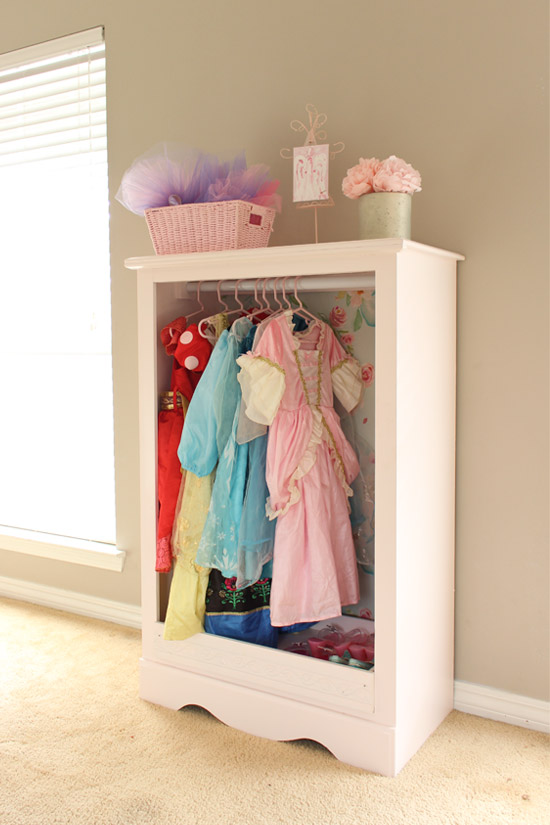 Light Pink Dresser with Princess Dresses