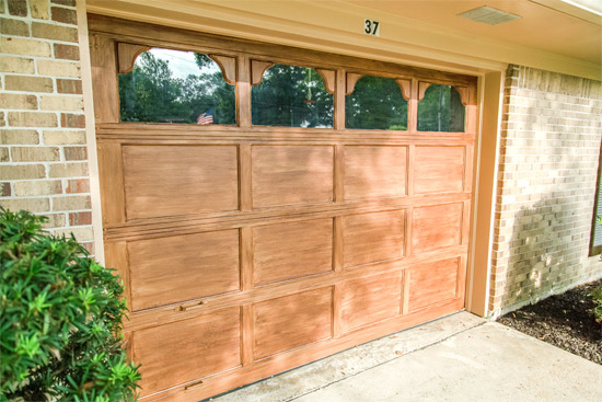 Garage Door Painted to Look Like Wood