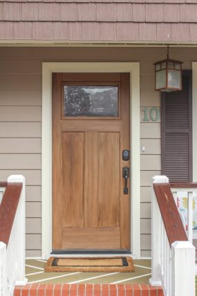 Fiberglass-Exterior-Door-Painted-to-Look-Like-Stained-Wood | Checking