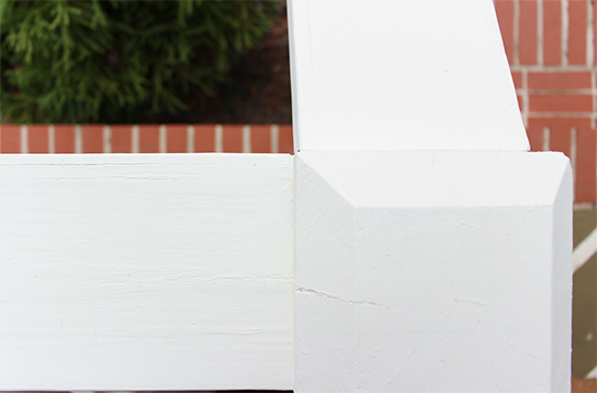 Creamy White Exterior Painted Wood Handrails and 6x6 Post